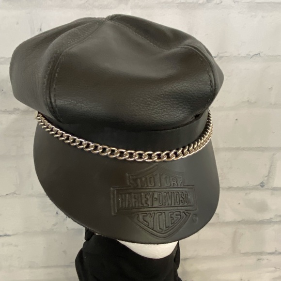 HarleyDavidson Accessories Adjustable Harley Leather Newsboy Hat